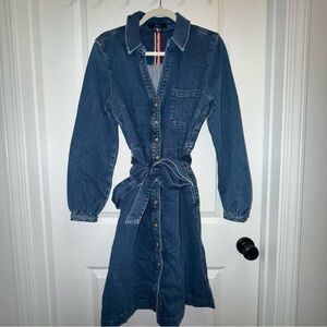 Boden | Denim Shirt Dress | Belted & Collared with Buttons | US 10L